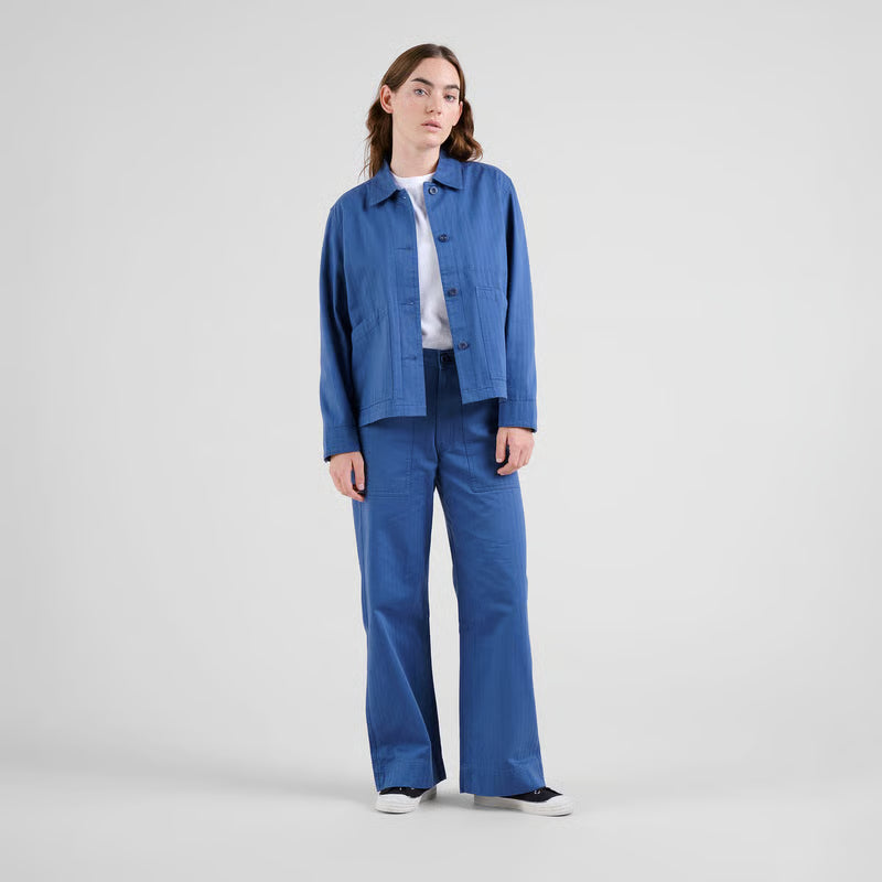 Vara Herringbone Workwear Pants - True Blue